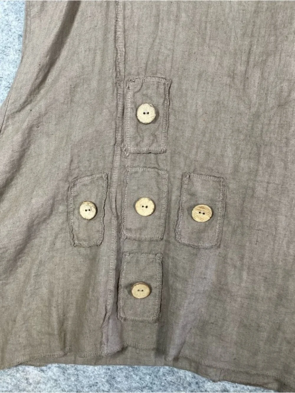 Italian Linen Tunic Dress Taupe Asymmetrical Boho Lagenlook Minimalist Vacation